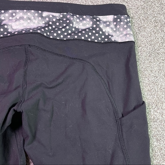 Lululemon Leggings Polka Dot Waist Side Pockets Size 8 - Picture 2 of 7